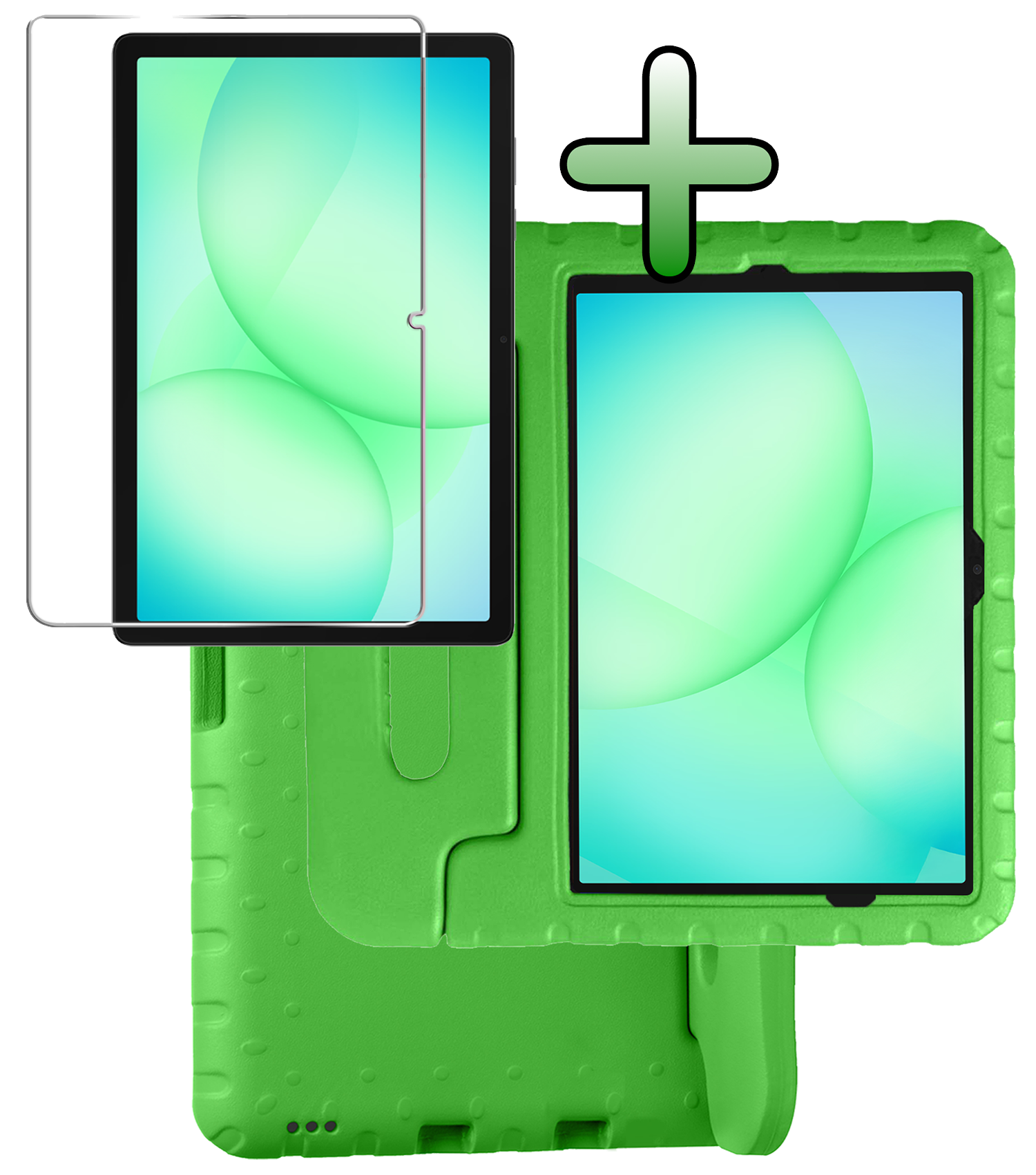 BASEY. Hoesje Geschikt voor Samsung Galaxy Tab A9 Plus Hoesje Kinder Hoes Shockproof Kinderhoes Met Screenprotector - Kindvriendelijk Hoesje Geschikt voor Samsung Tab A9 Plus Hoes Kids Case - Groen