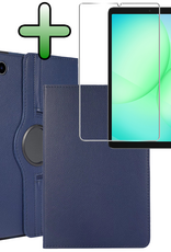 BASEY. BASEY. Samsung Galaxy Tab A9 Plus 2023 Hoes Draaibaar Met Screenprotector - Donkerblauw