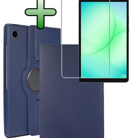 BASEY. BASEY. Samsung Galaxy Tab A9 Plus / A11 Plus Hoes Draaibaar Met Screenprotector - Donkerblauw