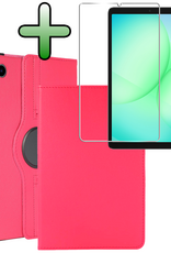 BASEY. BASEY. Samsung Galaxy Tab A9 Plus 2023 Hoes Draaibaar Met Screenprotector - Donkerroze