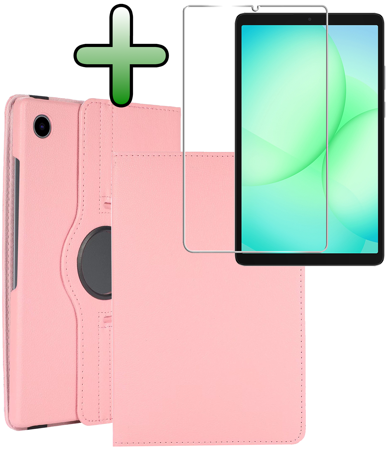 BASEY. BASEY. Samsung Galaxy Tab A9 Plus 2023 Hoes Draaibaar Met Screenprotector - Lichtroze