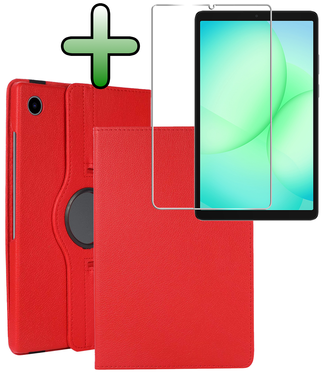 BASEY. BASEY. Samsung Galaxy Tab A9 Plus 2023 Hoes Draaibaar Met Screenprotector - Rood