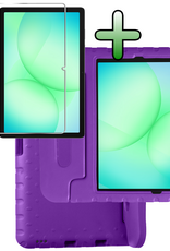 BASEY. Hoesje Geschikt voor Samsung Galaxy Tab A9 Plus Hoesje Kinder Hoes Shockproof Kinderhoes Met Screenprotector - Kindvriendelijk Hoesje Geschikt voor Samsung Tab A9 Plus Hoes Kids Case - Paars