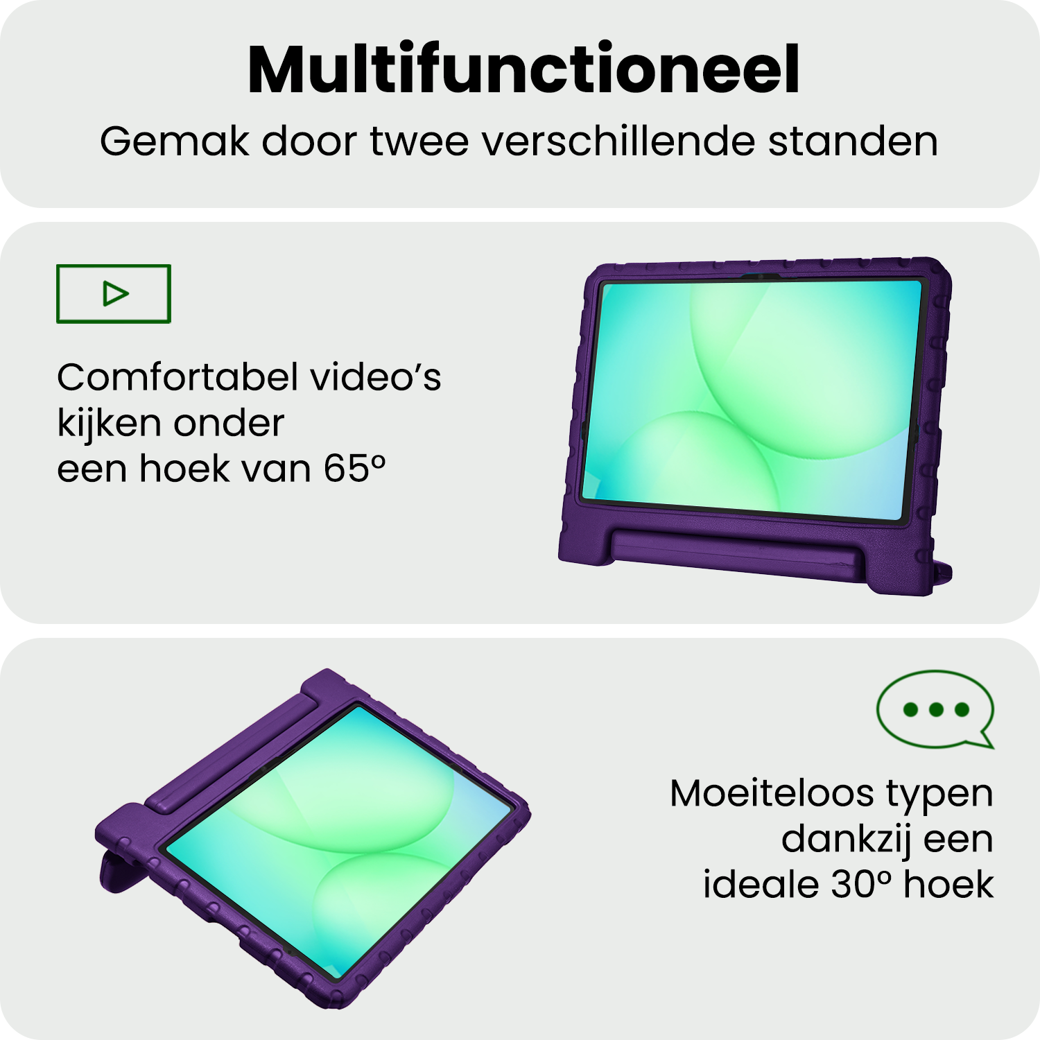 BASEY. Hoesje Geschikt voor Samsung Galaxy Tab A9 Plus Hoesje Kinder Hoes Shockproof Kinderhoes Met Screenprotector - Kindvriendelijk Hoesje Geschikt voor Samsung Tab A9 Plus Hoes Kids Case - Paars