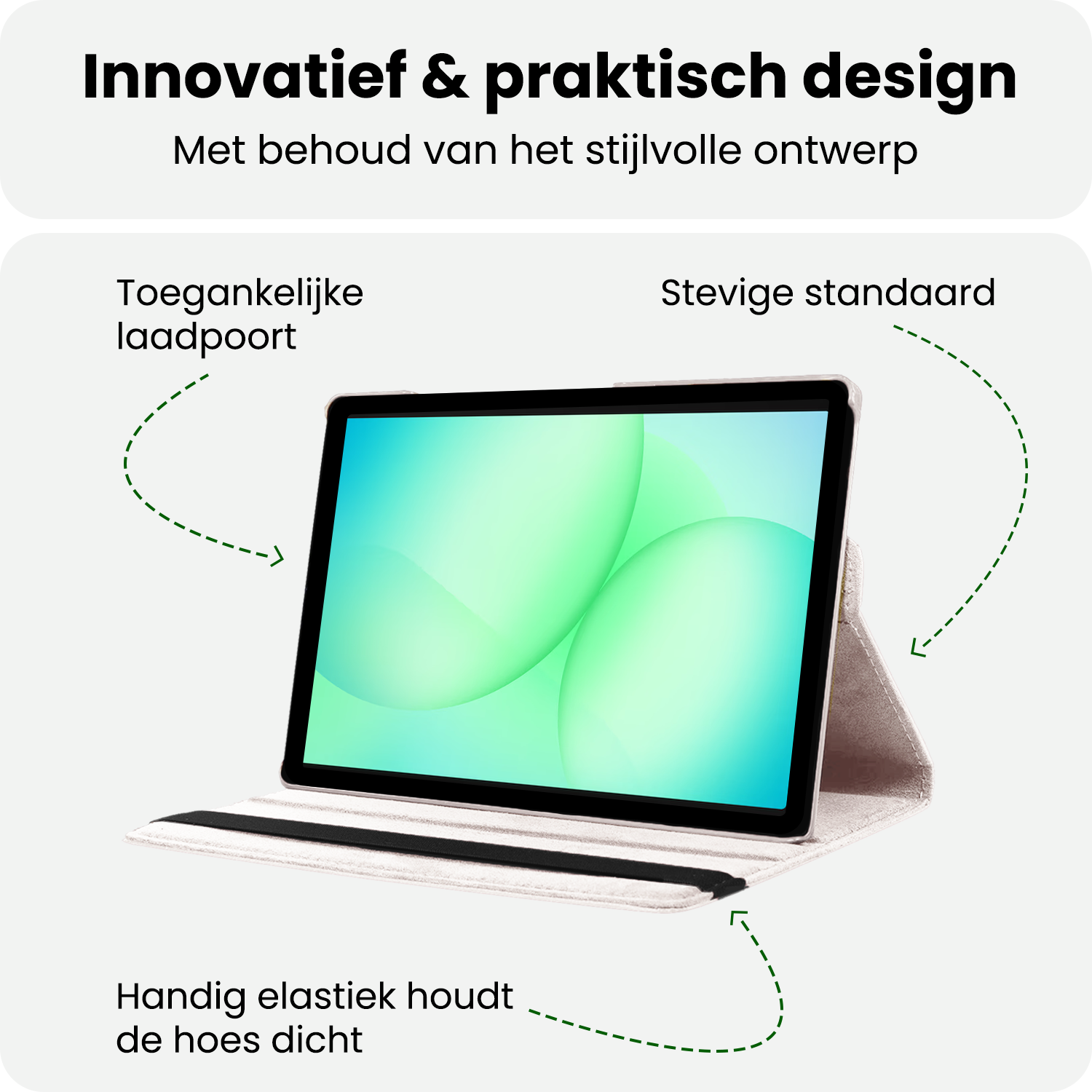 BASEY. BASEY. Samsung Galaxy Tab A9 Plus 2023 Hoes Draaibaar Met Screenprotector - Wit