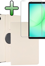 BASEY. BASEY. Samsung Galaxy Tab A9 Plus 2023 Hoes Draaibaar Met Screenprotector - Wit
