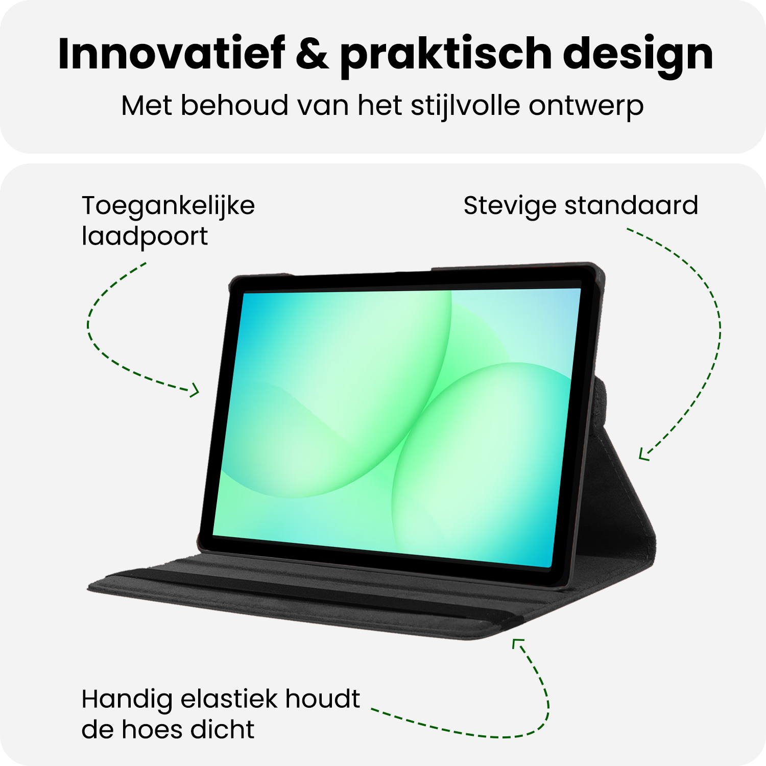 BASEY. BASEY. Samsung Galaxy Tab A9 Plus 2023 Hoes Draaibaar Met Screenprotector - Zwart