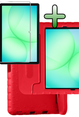 BASEY. Hoesje Geschikt voor Samsung Galaxy Tab A9 Plus Hoesje Kinder Hoes Shockproof Kinderhoes Met Screenprotector - Kindvriendelijk Hoesje Geschikt voor Samsung Tab A9 Plus Hoes Kids Case - Rood