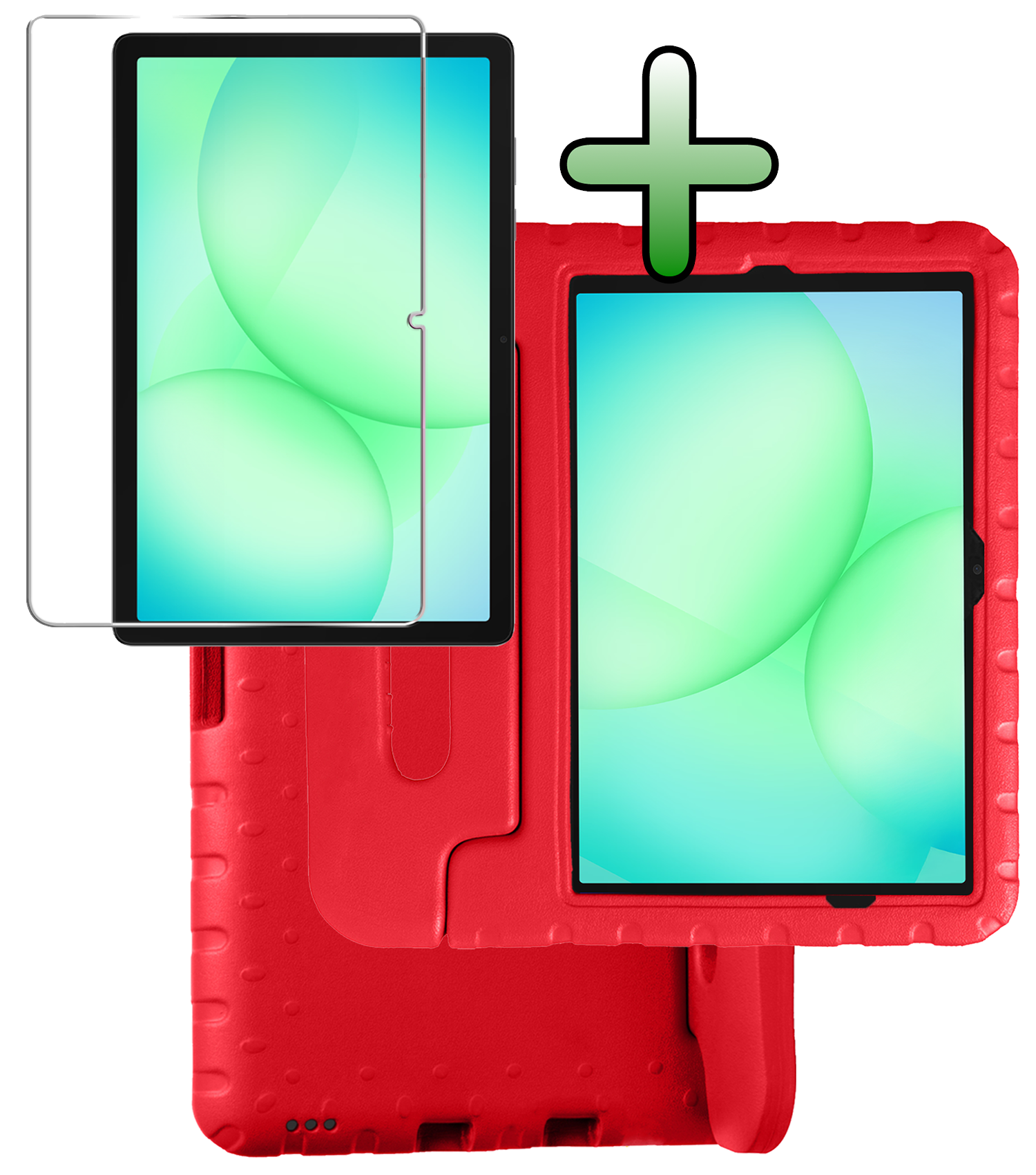 BASEY. Hoesje Geschikt voor Samsung Galaxy Tab A9 Plus Hoesje Kinder Hoes Shockproof Kinderhoes Met Screenprotector - Kindvriendelijk Hoesje Geschikt voor Samsung Tab A9 Plus Hoes Kids Case - Rood