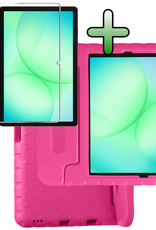 BASEY. Hoesje Geschikt voor Samsung Galaxy Tab A9 Plus Hoesje Kinder Hoes Shockproof Kinderhoes Met Screenprotector - Kindvriendelijk Hoesje Geschikt voor Samsung Tab A9 Plus Hoes Kids Case - Roze