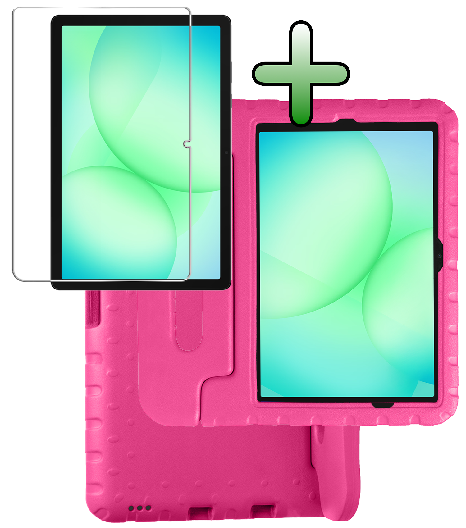 BASEY. Hoesje Geschikt voor Samsung Galaxy Tab A9 Plus Hoesje Kinder Hoes Shockproof Kinderhoes Met Screenprotector - Kindvriendelijk Hoesje Geschikt voor Samsung Tab A9 Plus Hoes Kids Case - Roze