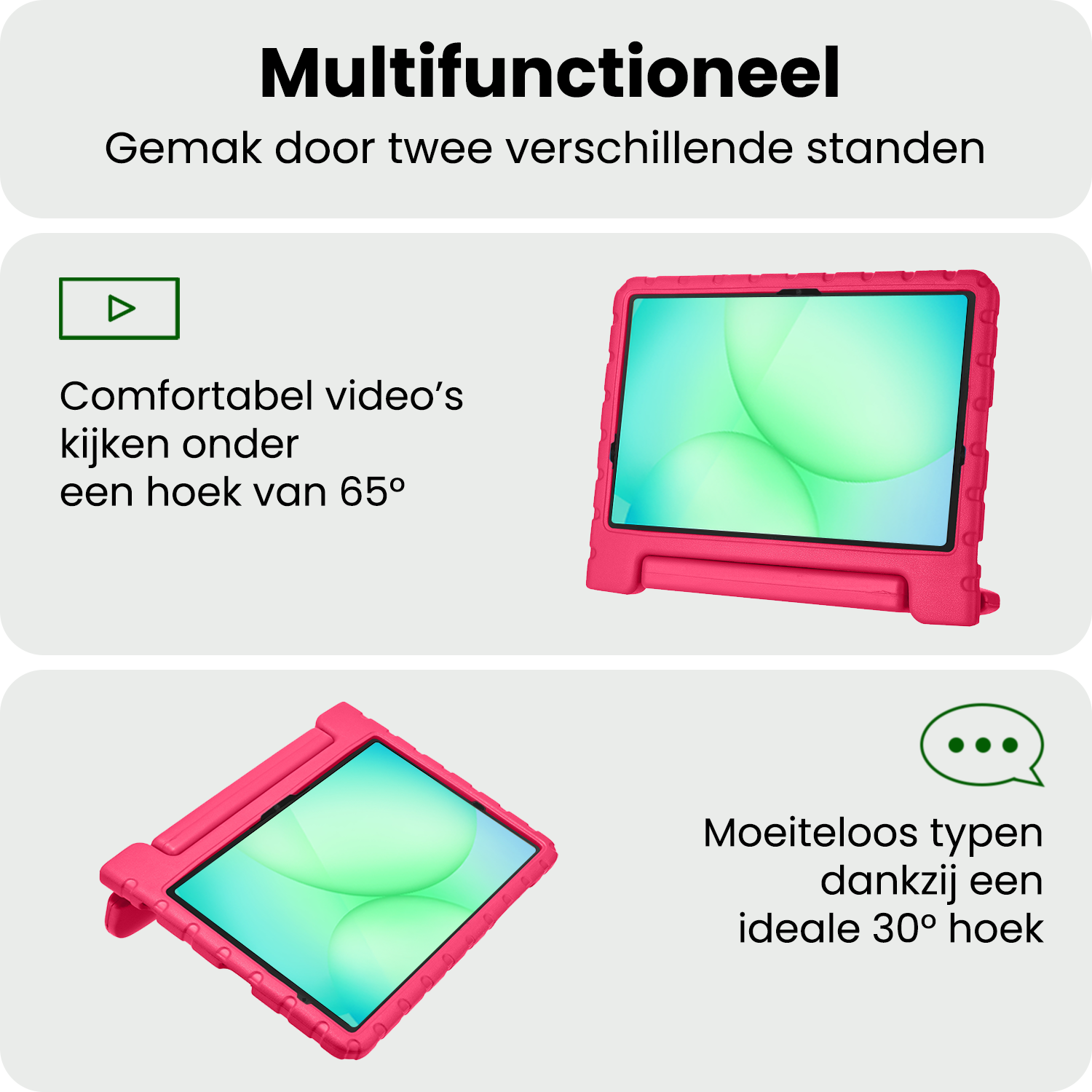 BASEY. Hoesje Geschikt voor Samsung Galaxy Tab A9 Plus Hoesje Kinder Hoes Shockproof Kinderhoes Met Screenprotector - Kindvriendelijk Hoesje Geschikt voor Samsung Tab A9 Plus Hoes Kids Case - Roze