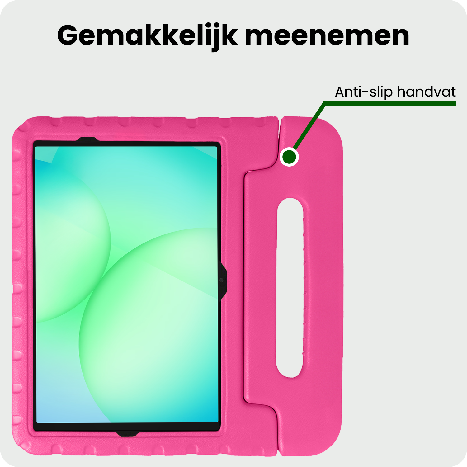 BASEY. Hoesje Geschikt voor Samsung Galaxy Tab A9 Plus Hoesje Kinder Hoes Shockproof Kinderhoes Met Screenprotector - Kindvriendelijk Hoesje Geschikt voor Samsung Tab A9 Plus Hoes Kids Case - Roze