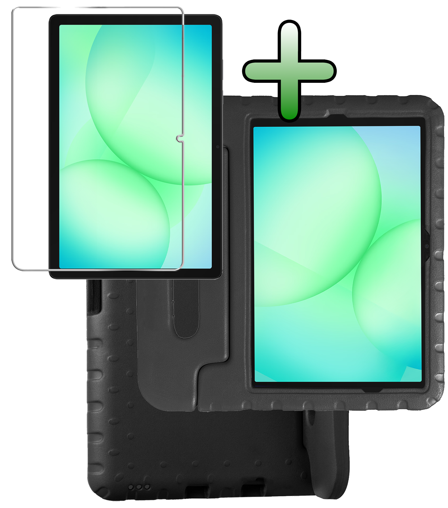 BASEY. Hoesje Geschikt voor Samsung Galaxy Tab A9 Plus Hoesje Kinder Hoes Shockproof Kinderhoes Met Screenprotector - Kindvriendelijk Hoesje Geschikt voor Samsung Tab A9 Plus Hoes Kids Case - Zwart