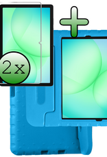 BASEY. Hoesje Geschikt voor Samsung Galaxy Tab A9 Plus Hoesje Kinder Hoes Shockproof Kinderhoes Met 2x Screenprotector - Kindvriendelijk Hoesje Geschikt voor Samsung Tab A9 Plus Hoes Kids Case - Blauw