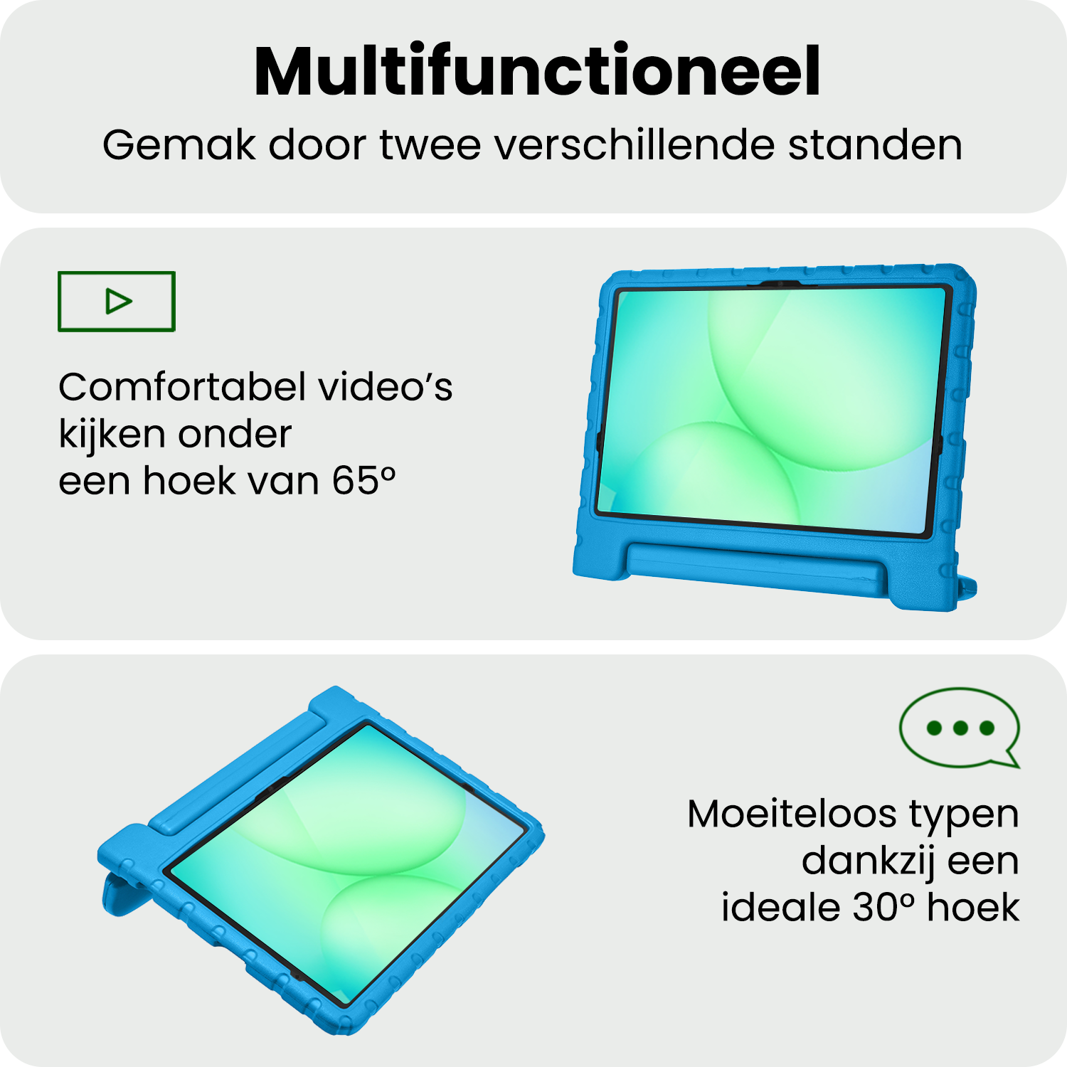 BASEY. Hoesje Geschikt voor Samsung Galaxy Tab A9 Plus Hoesje Kinder Hoes Shockproof Kinderhoes Met 2x Screenprotector - Kindvriendelijk Hoesje Geschikt voor Samsung Tab A9 Plus Hoes Kids Case - Blauw