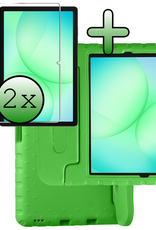 BASEY. Hoesje Geschikt voor Samsung Galaxy Tab A9 Plus Hoesje Kinder Hoes Shockproof Kinderhoes Met 2x Screenprotector - Kindvriendelijk Hoesje Geschikt voor Samsung Tab A9 Plus Hoes Kids Case - Groen