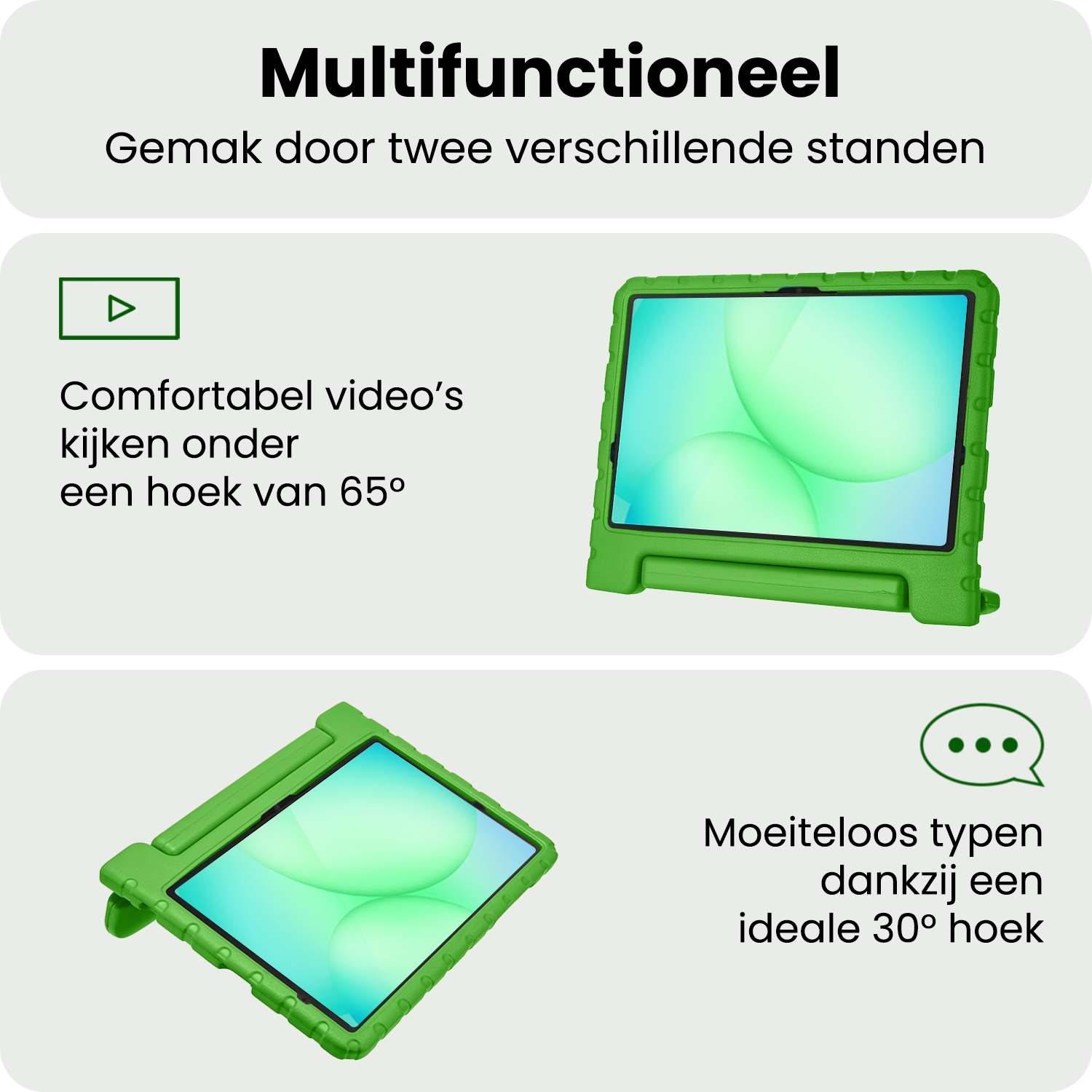 BASEY. Hoesje Geschikt voor Samsung Galaxy Tab A9 Plus Hoesje Kinder Hoes Shockproof Kinderhoes Met 2x Screenprotector - Kindvriendelijk Hoesje Geschikt voor Samsung Tab A9 Plus Hoes Kids Case - Groen