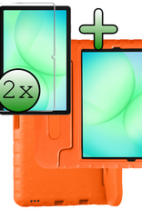 BASEY. Hoesje Geschikt voor Samsung Galaxy Tab A9 Plus Hoesje Kinder Hoes Shockproof Kinderhoes Met 2x Screenprotector - Kindvriendelijk Hoesje Geschikt voor Samsung Tab A9 Plus Hoes Kids Case - Oranje