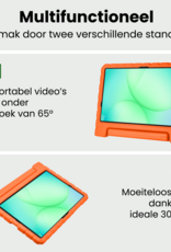 BASEY. Hoesje Geschikt voor Samsung Galaxy Tab A9 Plus Hoesje Kinder Hoes Shockproof Kinderhoes Met 2x Screenprotector - Kindvriendelijk Hoesje Geschikt voor Samsung Tab A9 Plus Hoes Kids Case - Oranje