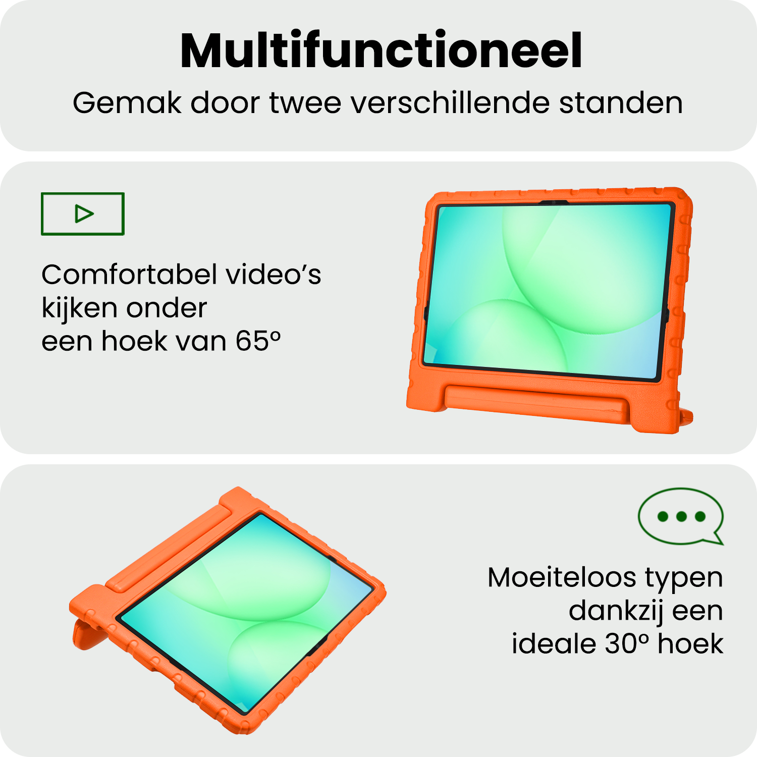 BASEY. Hoesje Geschikt voor Samsung Galaxy Tab A9 Plus Hoesje Kinder Hoes Shockproof Kinderhoes Met 2x Screenprotector - Kindvriendelijk Hoesje Geschikt voor Samsung Tab A9 Plus Hoes Kids Case - Oranje