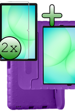 BASEY. Hoesje Geschikt voor Samsung Galaxy Tab A9 Plus Hoesje Kinder Hoes Shockproof Kinderhoes Met 2x Screenprotector - Kindvriendelijk Hoesje Geschikt voor Samsung Tab A9 Plus Hoes Kids Case - Paars