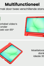 BASEY. Hoesje Geschikt voor Samsung Galaxy Tab A9 Plus Hoesje Kinder Hoes Shockproof Kinderhoes Met 2x Screenprotector - Kindvriendelijk Hoesje Geschikt voor Samsung Tab A9 Plus Hoes Kids Case - Rood