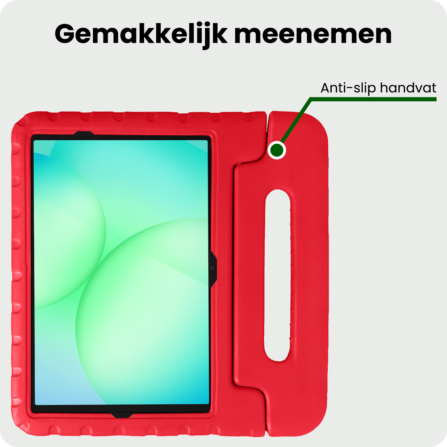 BASEY. Hoesje Geschikt voor Samsung Galaxy Tab A9 Plus Hoesje Kinder Hoes Shockproof Kinderhoes Met 2x Screenprotector - Kindvriendelijk Hoesje Geschikt voor Samsung Tab A9 Plus Hoes Kids Case - Rood