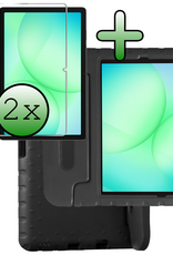 BASEY. Hoesje Geschikt voor Samsung Galaxy Tab A9 Plus Hoesje Kinder Hoes Shockproof Kinderhoes Met 2x Screenprotector - Kindvriendelijk Hoesje Geschikt voor Samsung Tab A9 Plus Hoes Kids Case - Zwart
