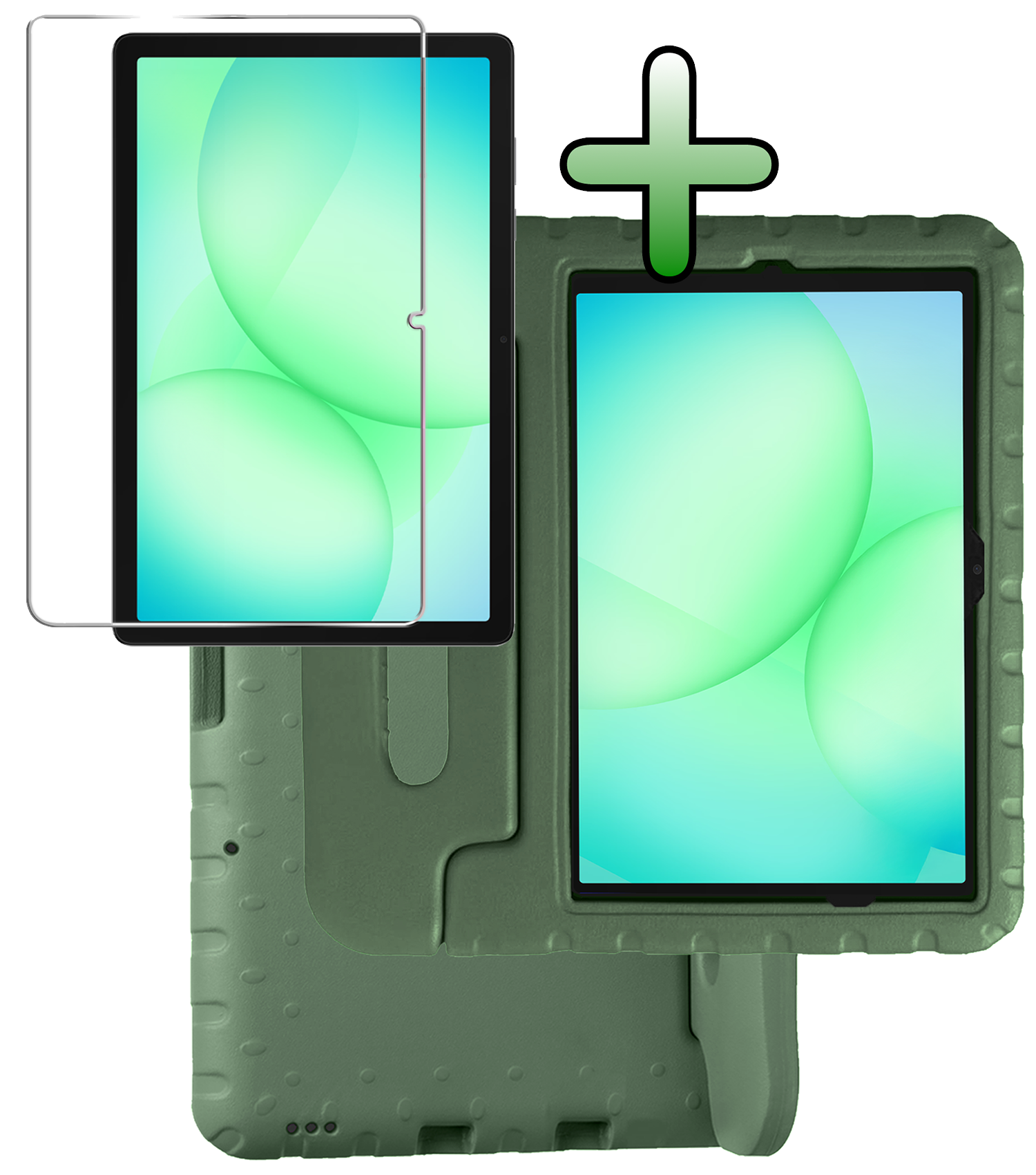 BASEY. BASEY. Samsung Galaxy Tab A9 Plus Kinderhoes Met Screenprotector - Donkergroen