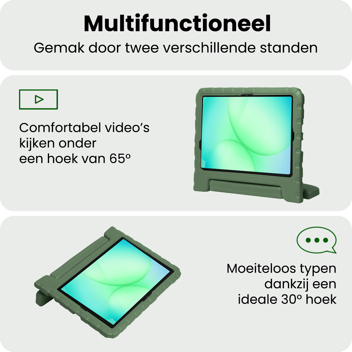 BASEY. BASEY. Samsung Galaxy Tab A9 Plus Kinderhoes Met 2x Screenprotector - Donkergroen