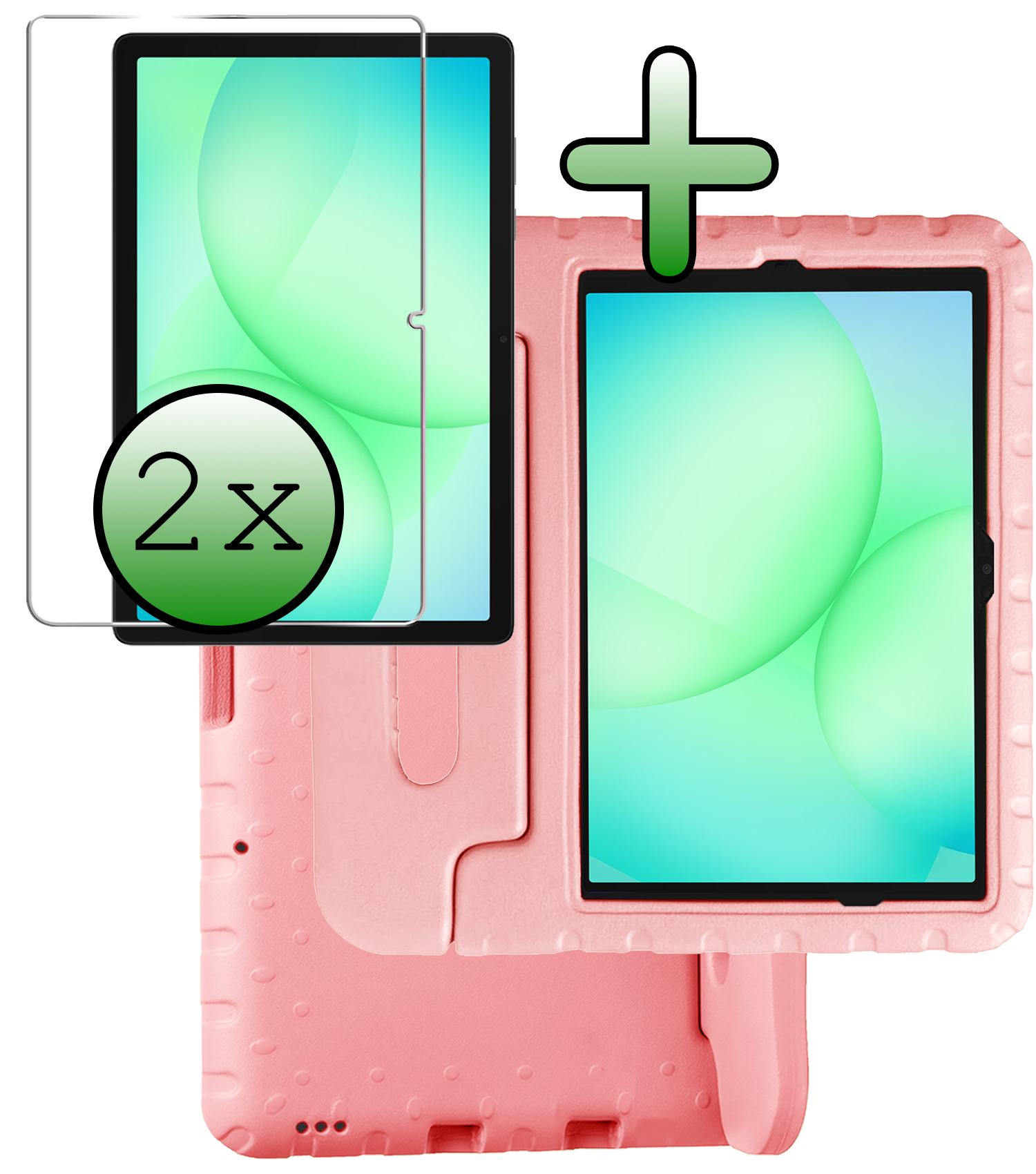 BASEY. BASEY. Samsung Galaxy Tab A9 Plus Kinderhoes Met 2x Screenprotector - Zalm