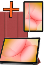 Nomfy Nomfy Samsung Galaxy Tab A11 Plus Hoes Met Screenprotector - Donkerrood