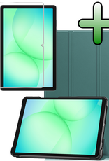 BASEY. Hoesje Geschikt voor Samsung Galaxy Tab A9 Plus Hoes Case Tablet Hoesje Tri-fold Met Screenprotector - Hoes Geschikt voor Samsung Tab A9 Plus Hoesje Hard Cover Bookcase Hoes - Donkergroen
