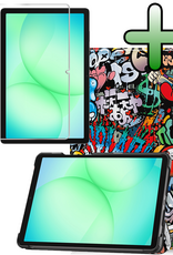 BASEY. Hoesje Geschikt voor Samsung Galaxy Tab A9 Plus Hoes Case Tablet Hoesje Tri-fold Met Screenprotector - Hoes Geschikt voor Samsung Tab A9 Plus Hoesje Hard Cover Bookcase Hoes - Graffity
