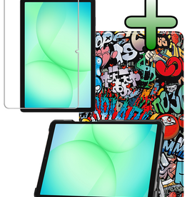 BASEY. BASEY. Samsung Galaxy Tab A9 Plus / A11 Plus Hoes Met Screenprotector - Graffity
