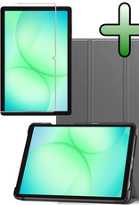 BASEY. Hoesje Geschikt voor Samsung Galaxy Tab A9 Plus Hoes Case Tablet Hoesje Tri-fold Met Screenprotector - Hoes Geschikt voor Samsung Tab A9 Plus Hoesje Hard Cover Bookcase Hoes - Grijs