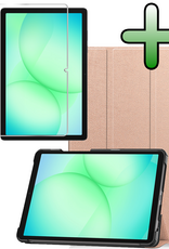 BASEY. Hoesje Geschikt voor Samsung Galaxy Tab A9 Plus Hoes Case Tablet Hoesje Tri-fold Met Screenprotector - Hoes Geschikt voor Samsung Tab A9 Plus Hoesje Hard Cover Bookcase Hoes - Rosé goud