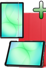 BASEY. Hoesje Geschikt voor Samsung Galaxy Tab A9 Plus Hoes Case Tablet Hoesje Tri-fold Met Screenprotector - Hoes Geschikt voor Samsung Tab A9 Plus Hoesje Hard Cover Bookcase Hoes - Rood