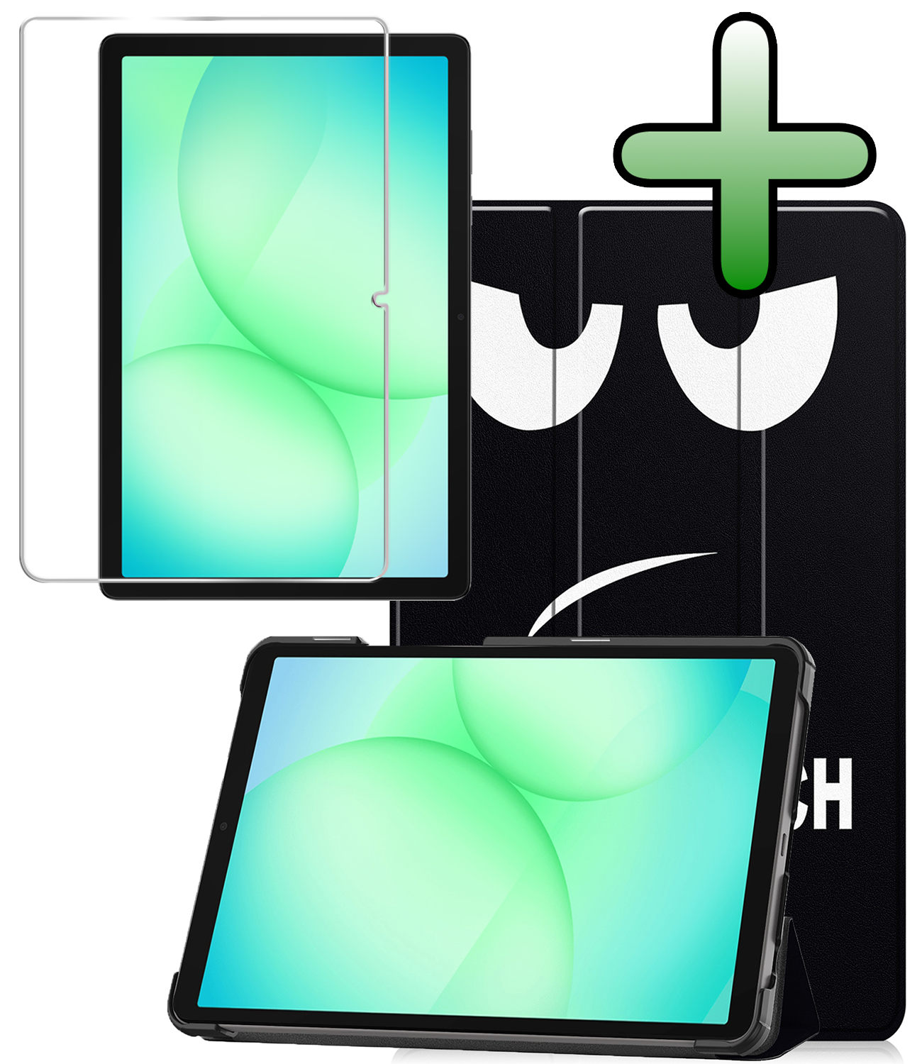 BASEY. Hoesje Geschikt voor Samsung Galaxy Tab A9 Plus Hoes Case Tablet Hoesje Tri-fold Met Screenprotector - Hoes Geschikt voor Samsung Tab A9 Plus Hoesje Hard Cover Bookcase Hoes - Don't Touch Me