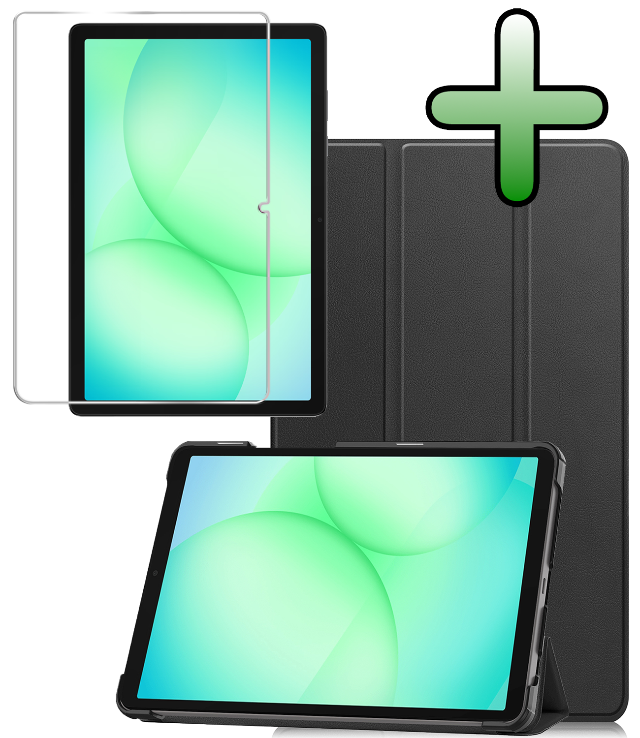 BASEY. Hoesje Geschikt voor Samsung Galaxy Tab A9 Plus Hoes Case Tablet Hoesje Tri-fold Met Screenprotector - Hoes Geschikt voor Samsung Tab A9 Plus Hoesje Hard Cover Bookcase Hoes - Zwart
