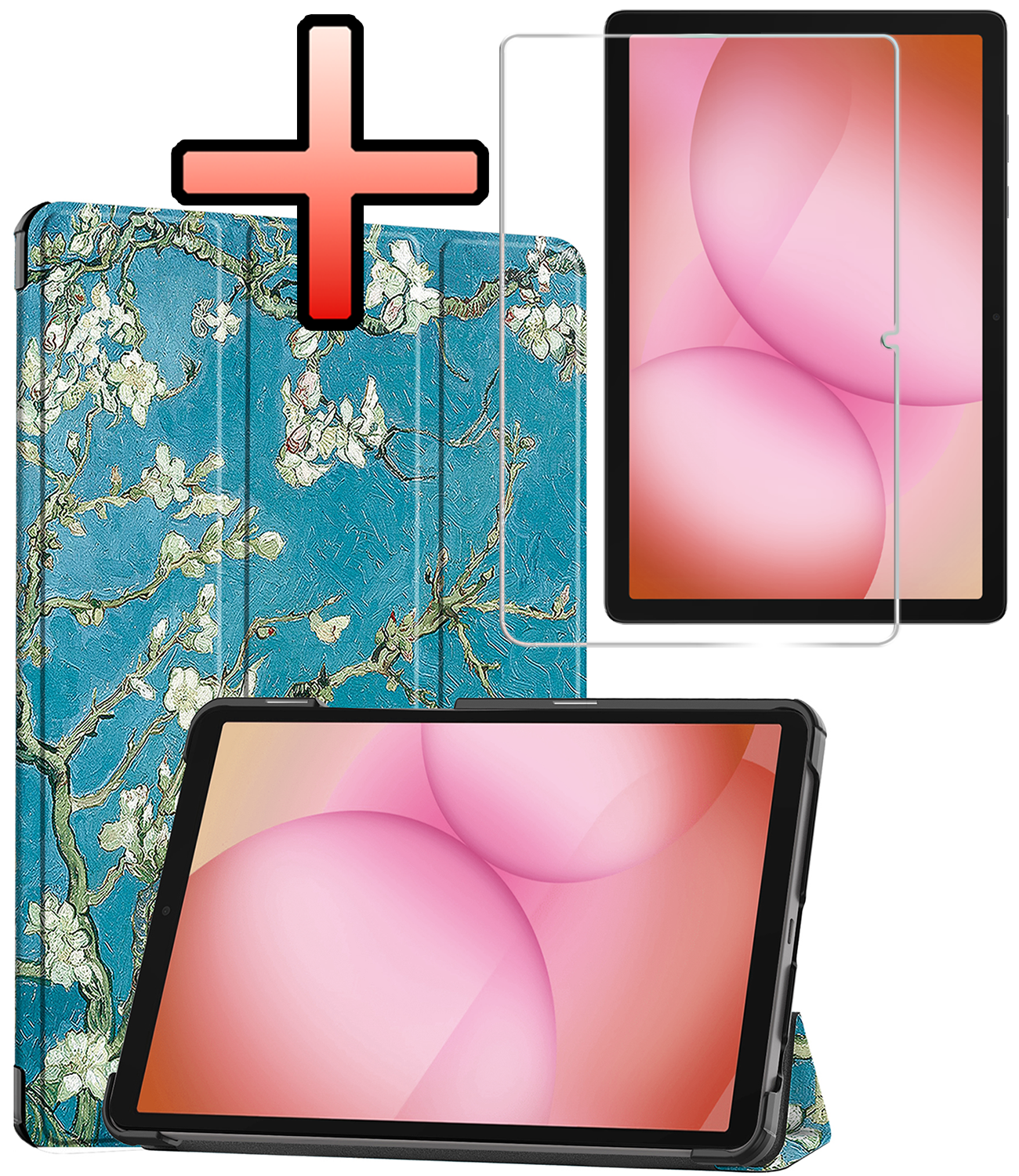 NoXx NoXx Samsung Galaxy Tab A11 Plus Hoes Met Screenprotector - Bloesem