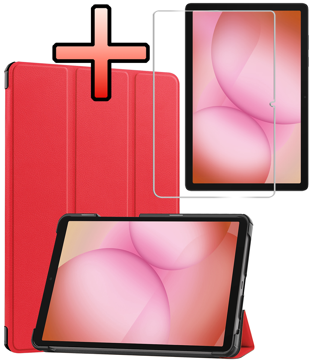 NoXx NoXx Samsung Galaxy Tab A11 Plus Hoes Met Screenprotector - Rood