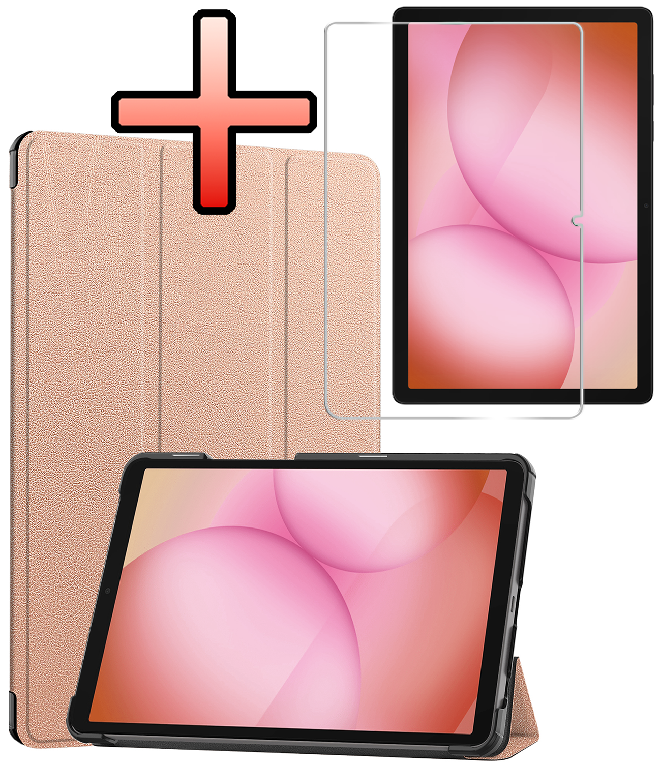 NoXx NoXx Samsung Galaxy Tab A11 Plus Hoes Met Screenprotector - Rose Goud