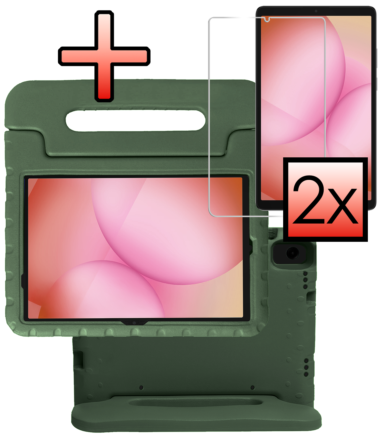 NoXx NoXx Samsung Galaxy Tab A11 Plus Kinderhoes Met 2x Screenprotector - Donkergroen