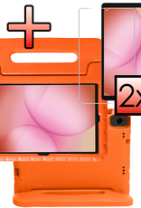 NoXx NoXx Samsung Galaxy Tab A11 Plus Kinderhoes Met 2x Screenprotector - Oranje