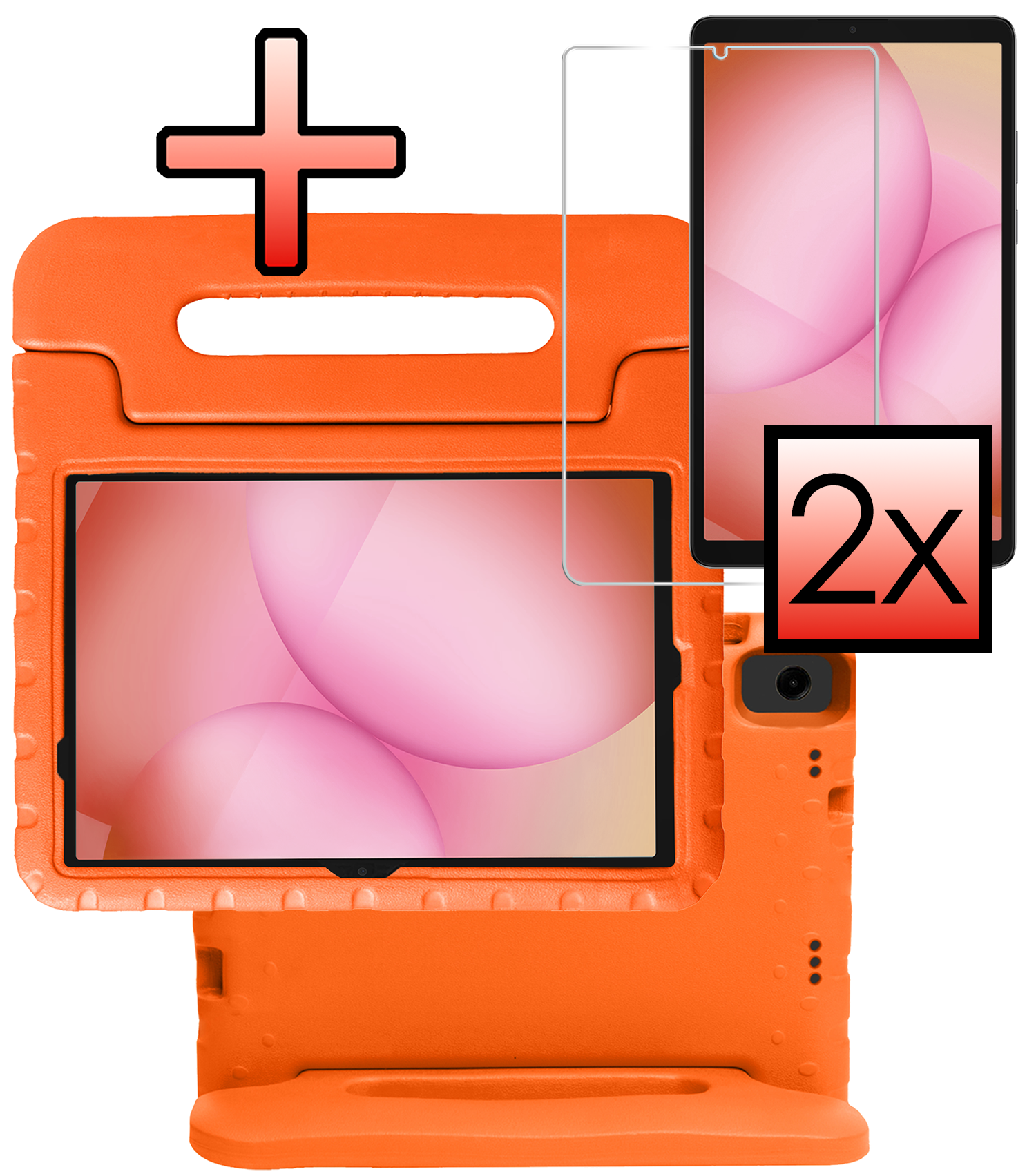 NoXx NoXx Samsung Galaxy Tab A11 Plus Kinderhoes Met 2x Screenprotector - Oranje