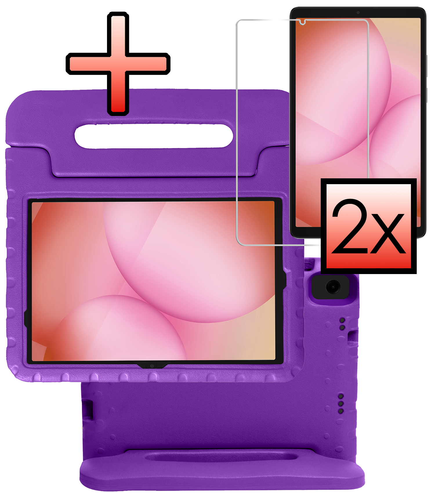 NoXx NoXx Samsung Galaxy Tab A11 Plus Kinderhoes Met 2x Screenprotector - Paars