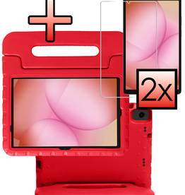 NoXx NoXx Samsung Galaxy Tab A11 Plus Kinderhoes Met 2x Screenprotector - Rood