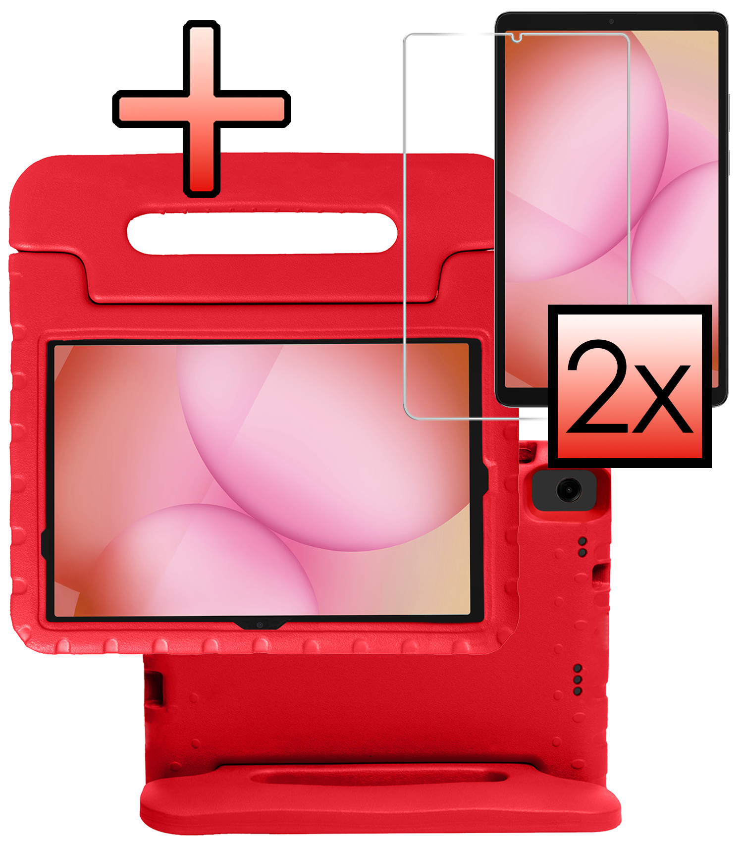 NoXx NoXx Samsung Galaxy Tab A11 Plus Kinderhoes Met 2x Screenprotector - Rood